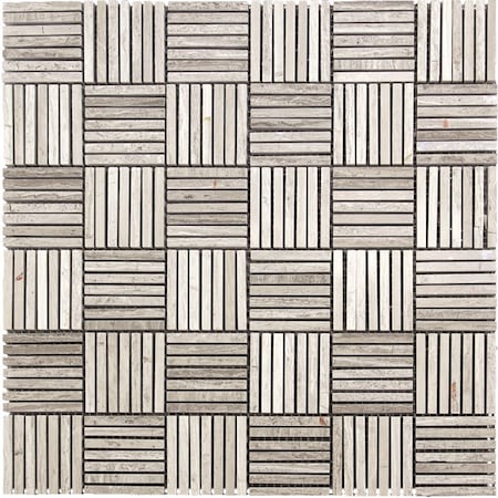 Apollo Tile Ashen Grey Sticks 5 sq.ft 12 in. x12 in. Marble Mosaic Tile, 5PK APLSV99P55EC44